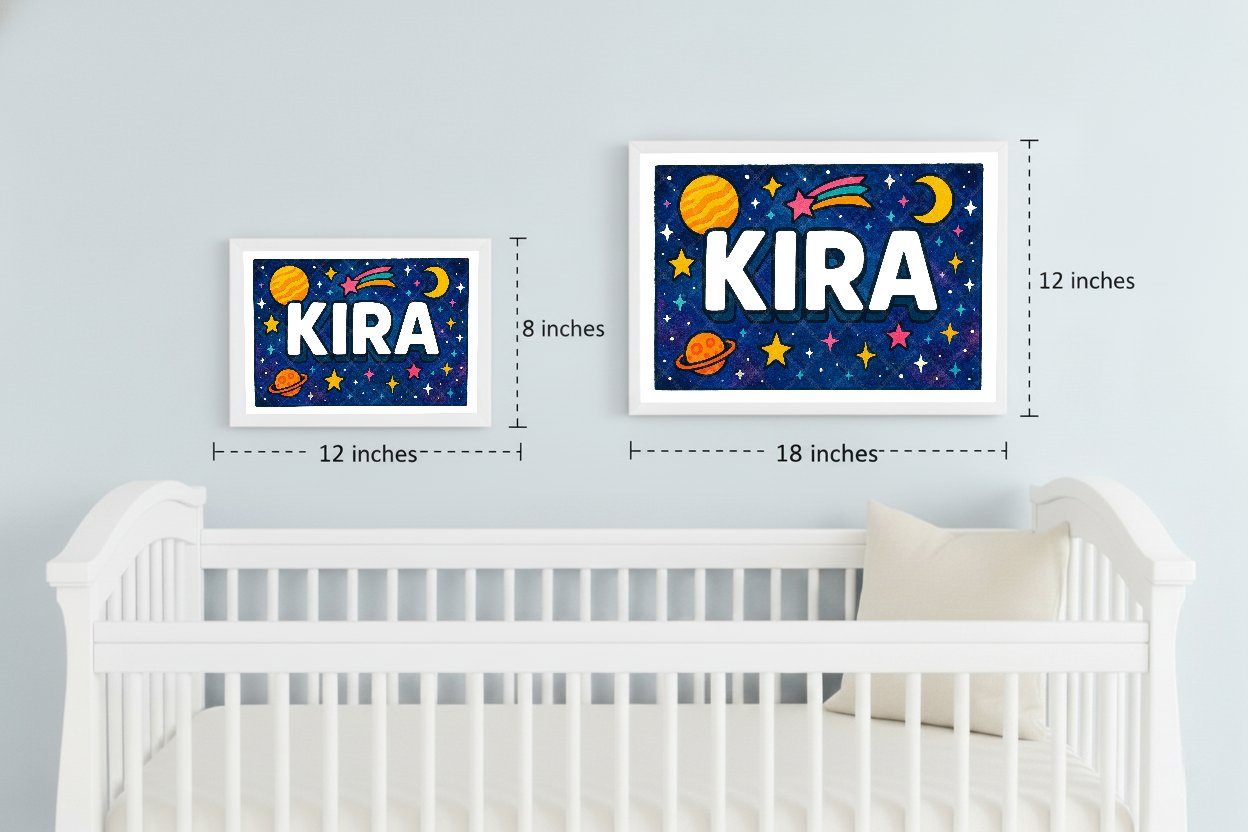 Personalized space name art for Kira
