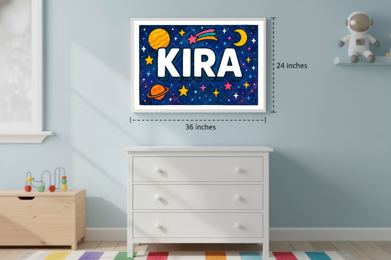 Personalized space name art for Kira