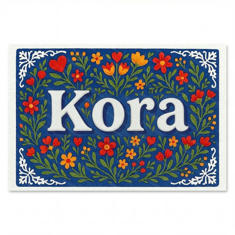 Kora Name Art - Floral Farmhouse personalized wall print for kids