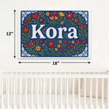 Kora Name Art - Floral Farmhouse personalized wall print for kids