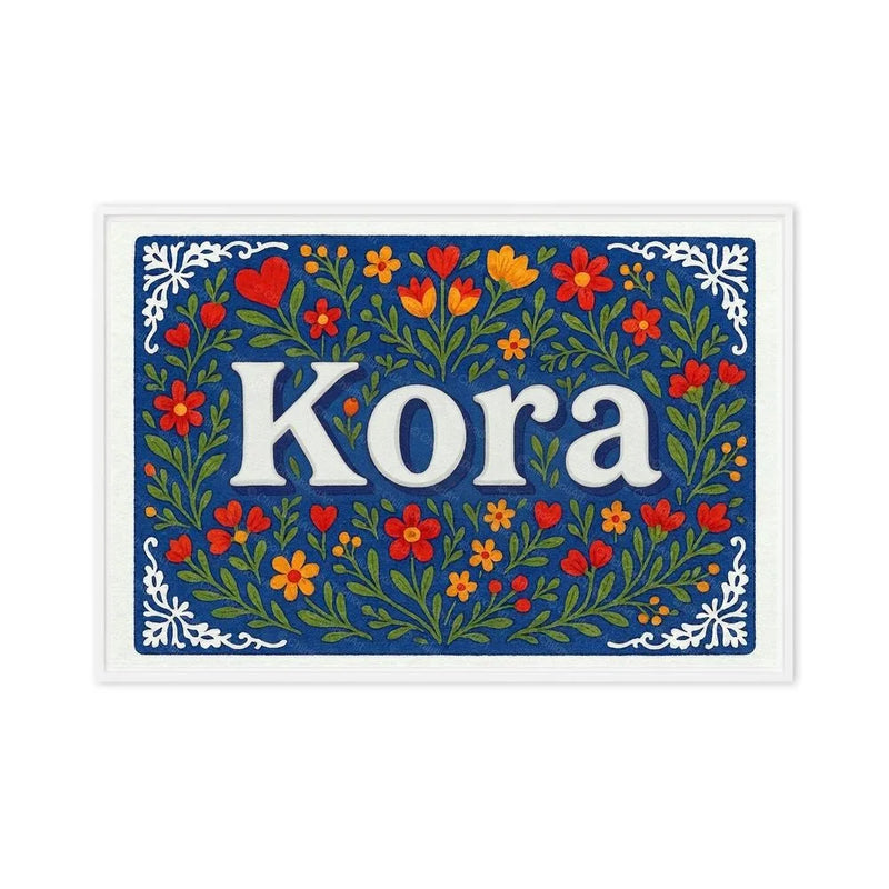 Kora Name Art - Floral Farmhouse personalized wall print for kids