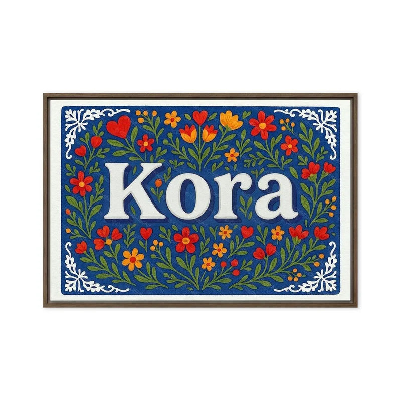 Kora Name Art - Floral Farmhouse personalized wall print for kids