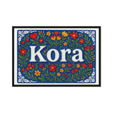 Kora Name Art - Floral Farmhouse personalized wall print for kids