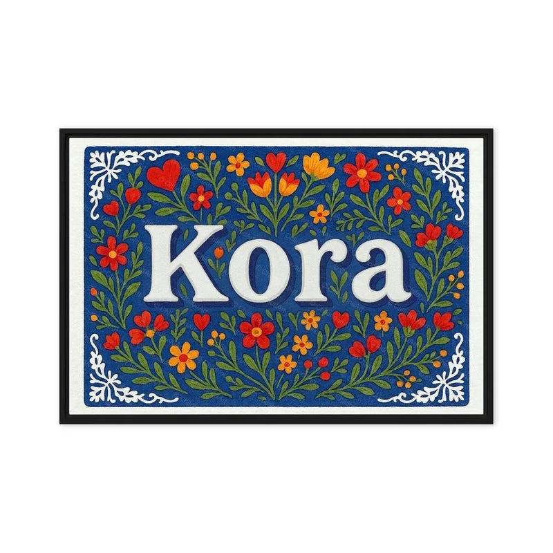 Kora Name Art - Floral Farmhouse personalized wall print for kids