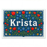 Krista Name Art - Floral Farmhouse personalized wall print for kids