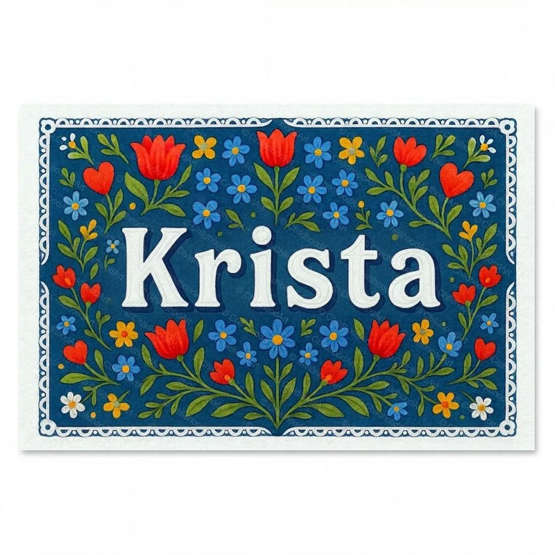 Krista Name Art - Floral Farmhouse personalized wall print for kids