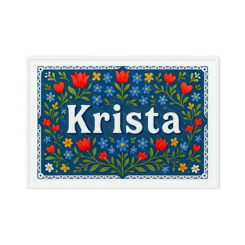 Krista Name Art - Floral Farmhouse personalized wall print for kids