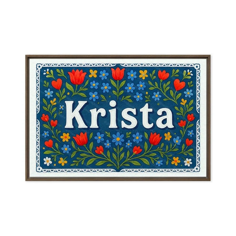 Krista Name Art - Floral Farmhouse personalized wall print for kids