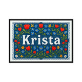 Krista Name Art - Floral Farmhouse personalized wall print for kids