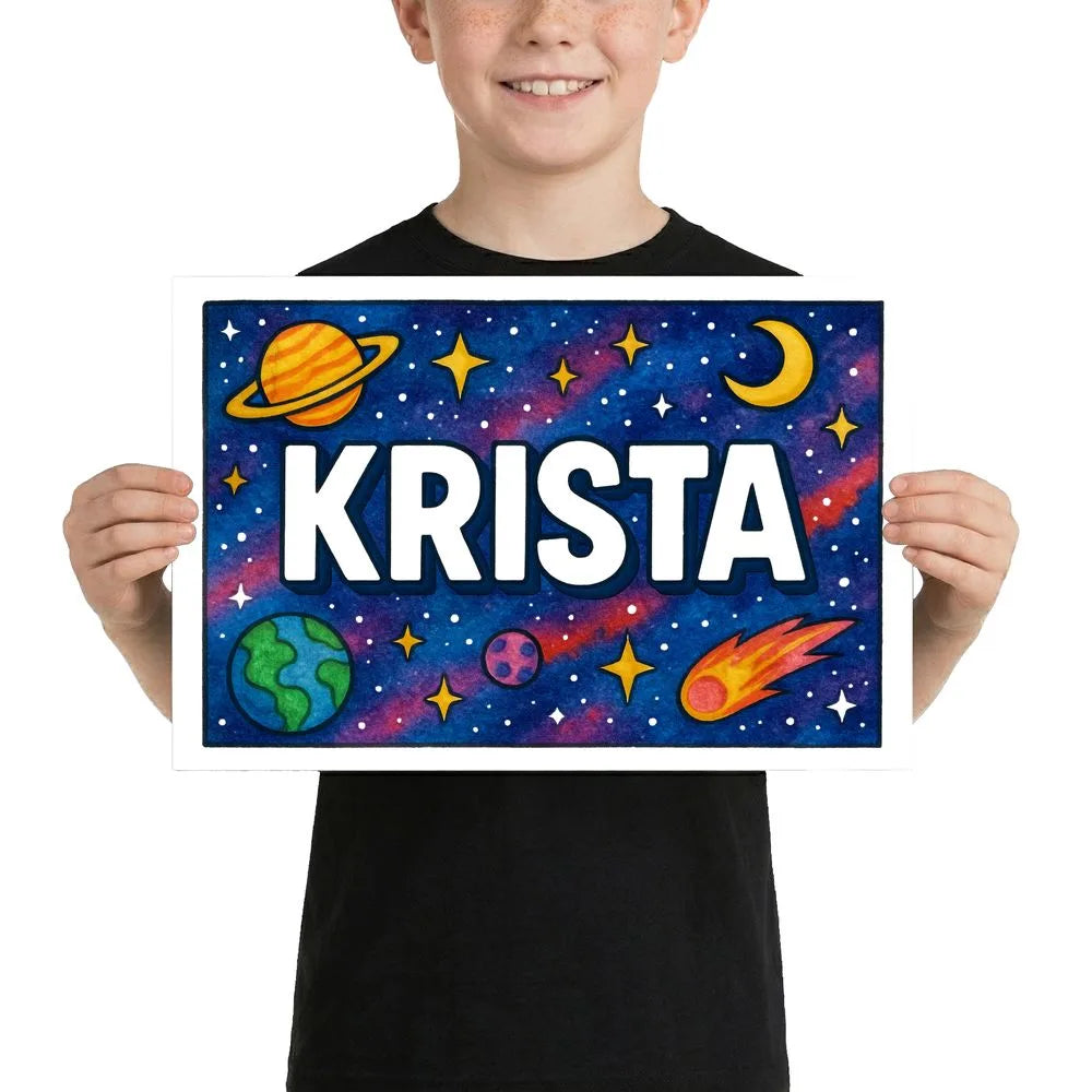 Krista Name Art | Space Explorers Wall Art | ChildhoodArt
