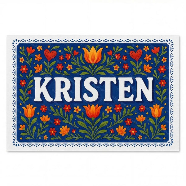 Personalized Kristen name art print in the Floral farmhouse style