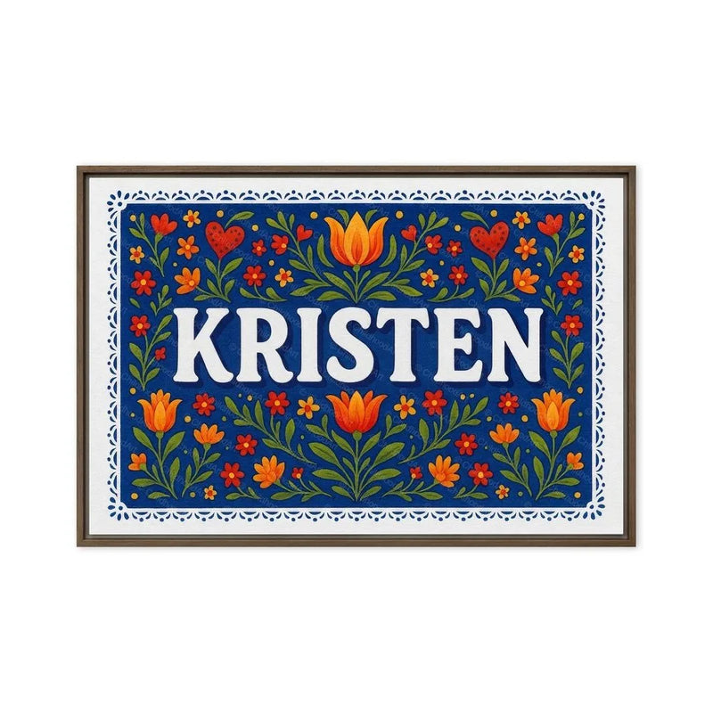Kristen Name Art - Floral Farmhouse personalized wall print for kids