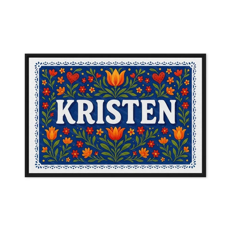 Kristen Name Art - Floral Farmhouse personalized wall print for kids