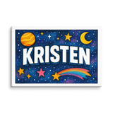 Kristen Name Art - Space Explorers personalized wall print for kids