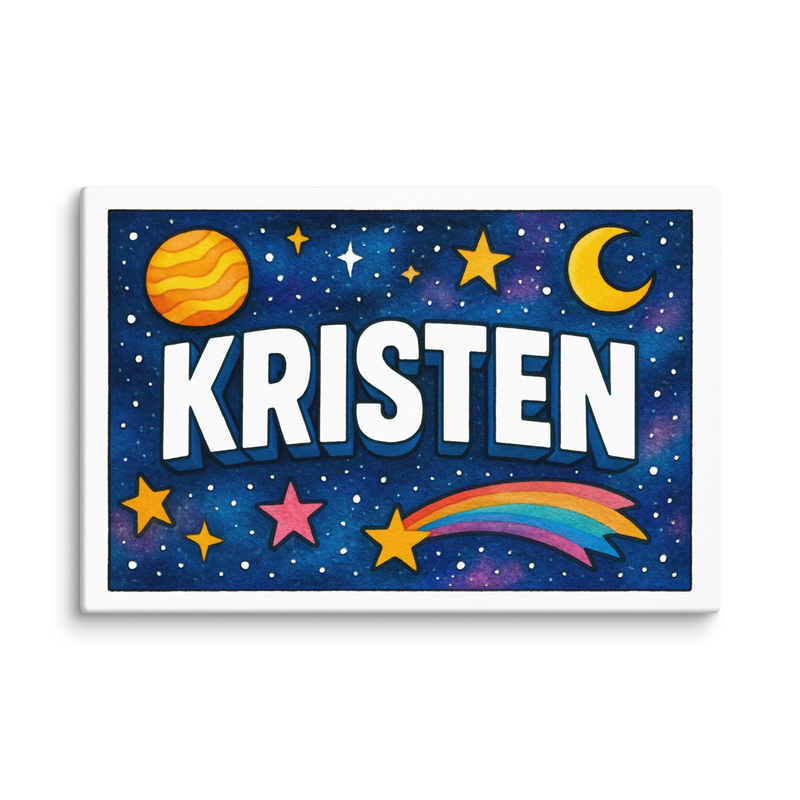 Kristen Name Art - Space Explorers personalized wall print for kids