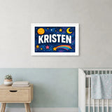 Kristen Name Art - Space Explorers personalized wall print for kids