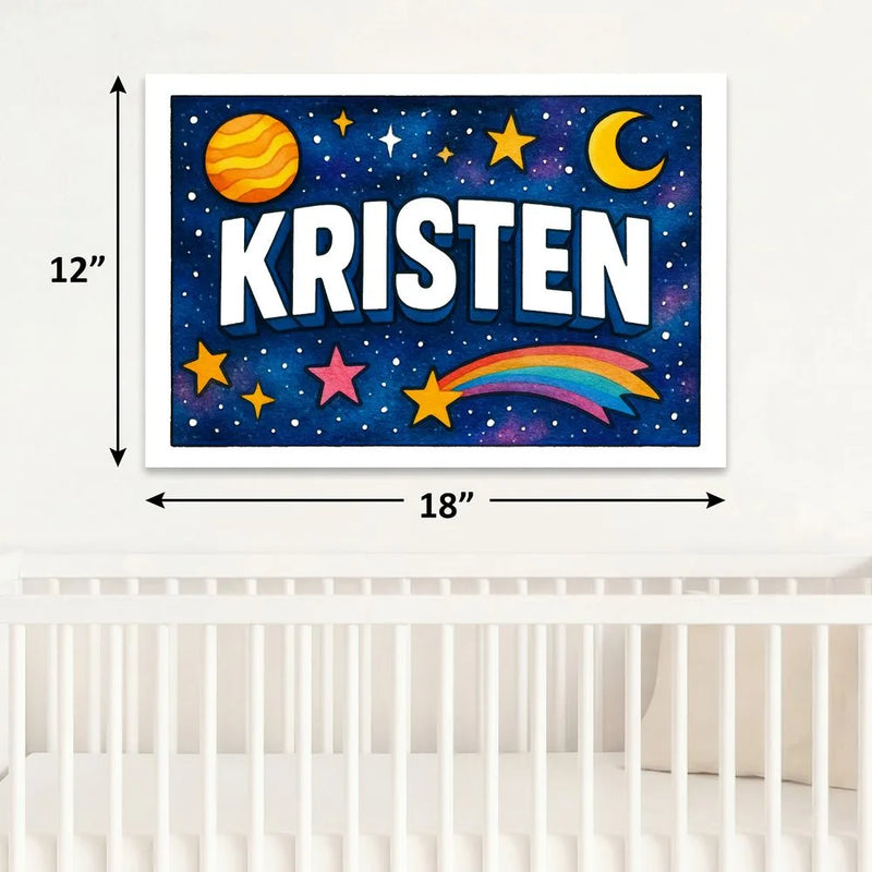 Kristen Name Art - Space Explorers personalized wall print for kids
