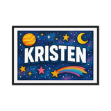 Kristen Name Art - Space Explorers personalized wall print for kids