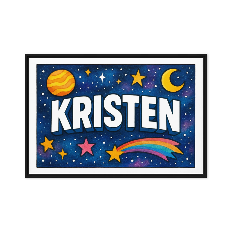 Kristen Name Art - Space Explorers personalized wall print for kids
