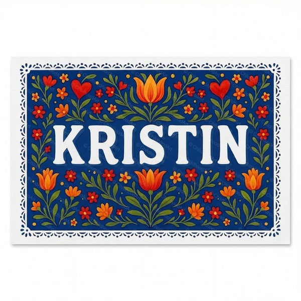 Personalized Kristin name art print in the Floral farmhouse style