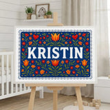 Kristin Name Art - Floral Farmhouse personalized wall print for kids