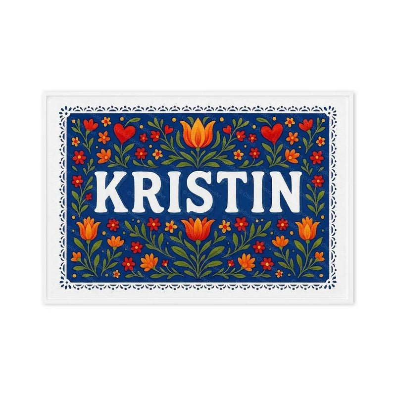 Kristin Name Art - Floral Farmhouse personalized wall print for kids