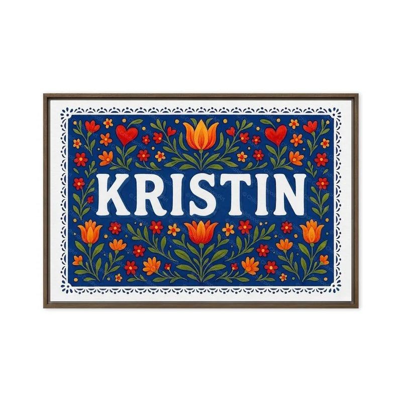 Kristin Name Art - Floral Farmhouse personalized wall print for kids