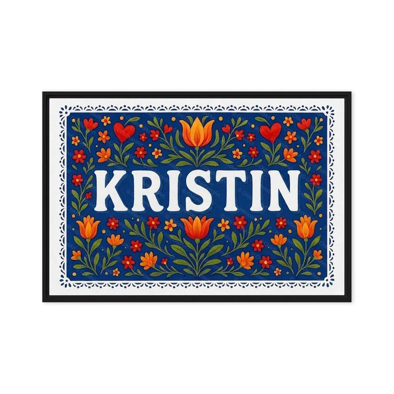 Kristin Name Art - Floral Farmhouse personalized wall print for kids