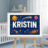 Kristin Name Art - Space Explorers personalized wall print for kids