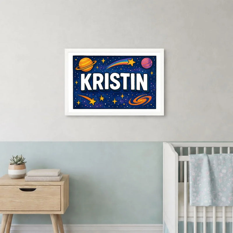 Kristin Name Art - Space Explorers personalized wall print for kids