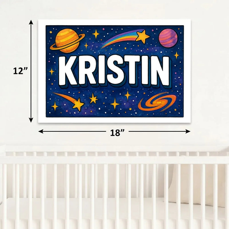 Kristin Name Art - Space Explorers personalized wall print for kids