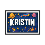 Kristin Name Art - Space Explorers personalized wall print for kids