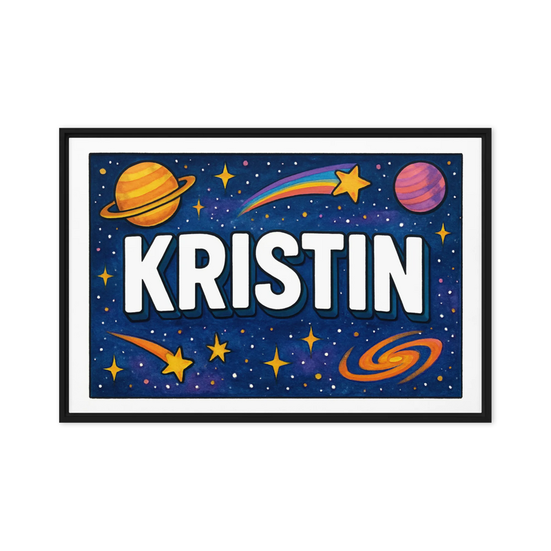 Kristin Name Art - Space Explorers personalized wall print for kids