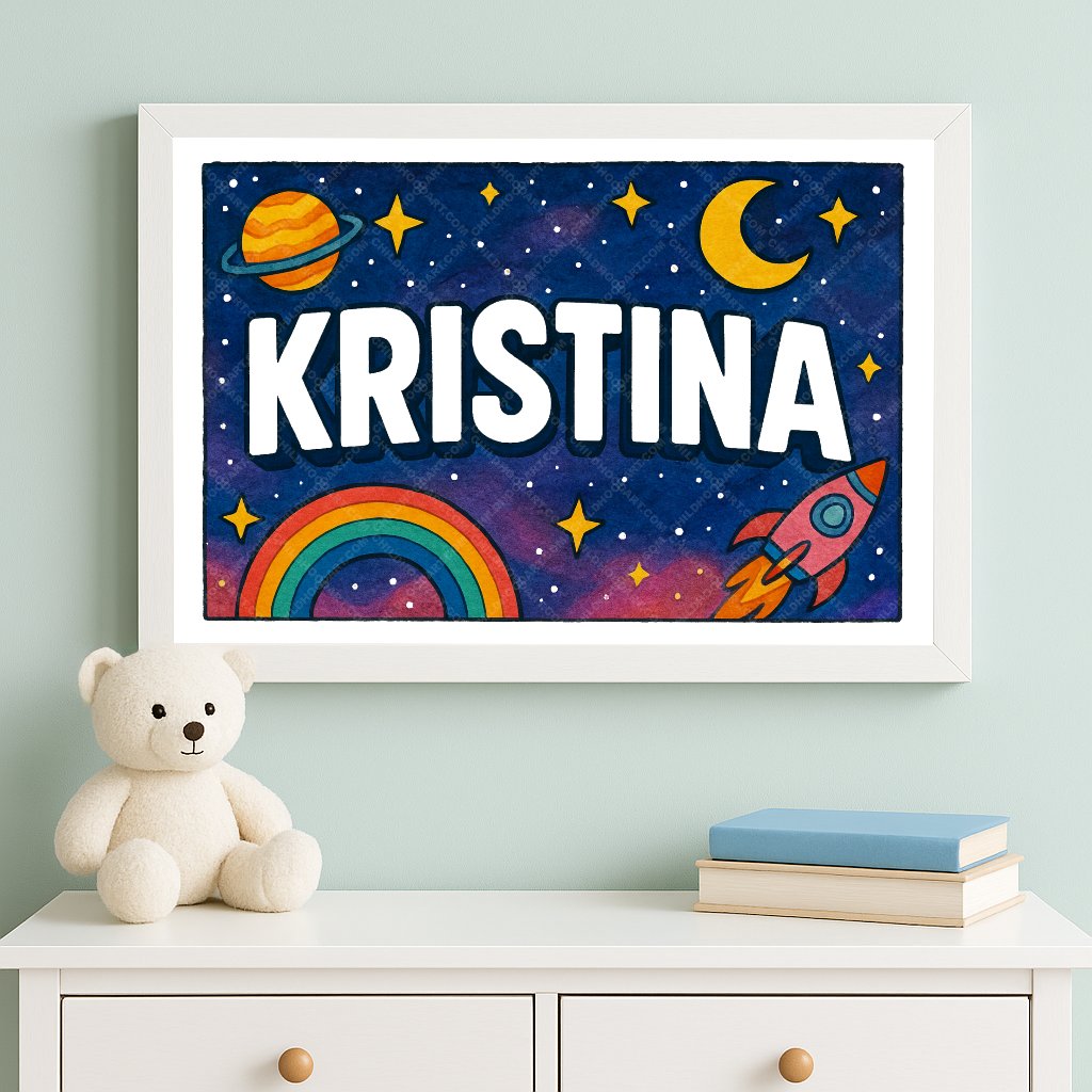 Personalized space name art for Kristina