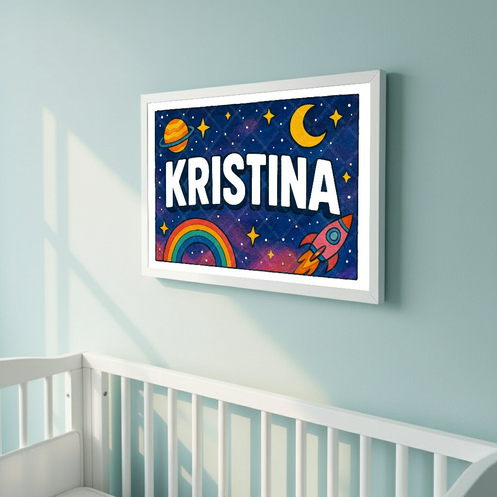 Personalized space name art for Kristina