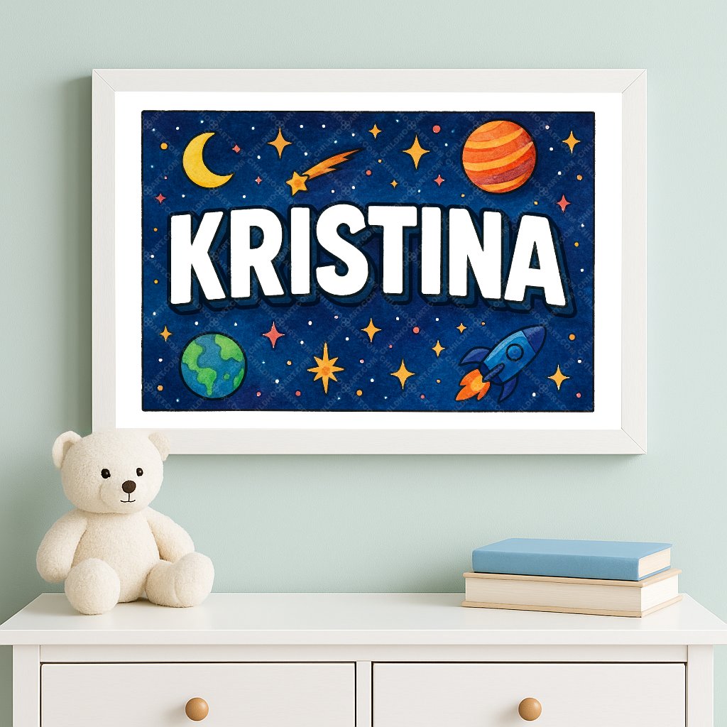 Personalized space name art for Kristina