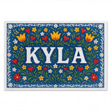 Kyla Name Art - Floral Farmhouse personalized wall print for kids