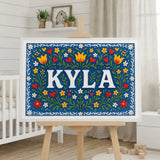 Kyla Name Art - Floral Farmhouse personalized wall print for kids