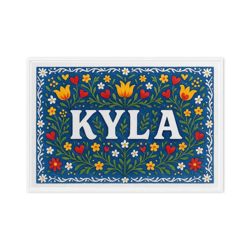 Kyla Name Art - Floral Farmhouse personalized wall print for kids