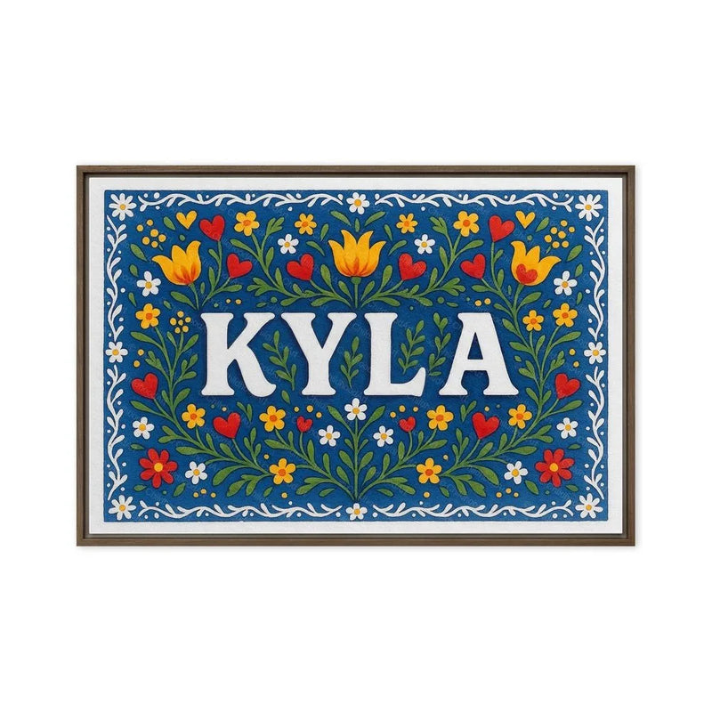 Kyla Name Art - Floral Farmhouse personalized wall print for kids
