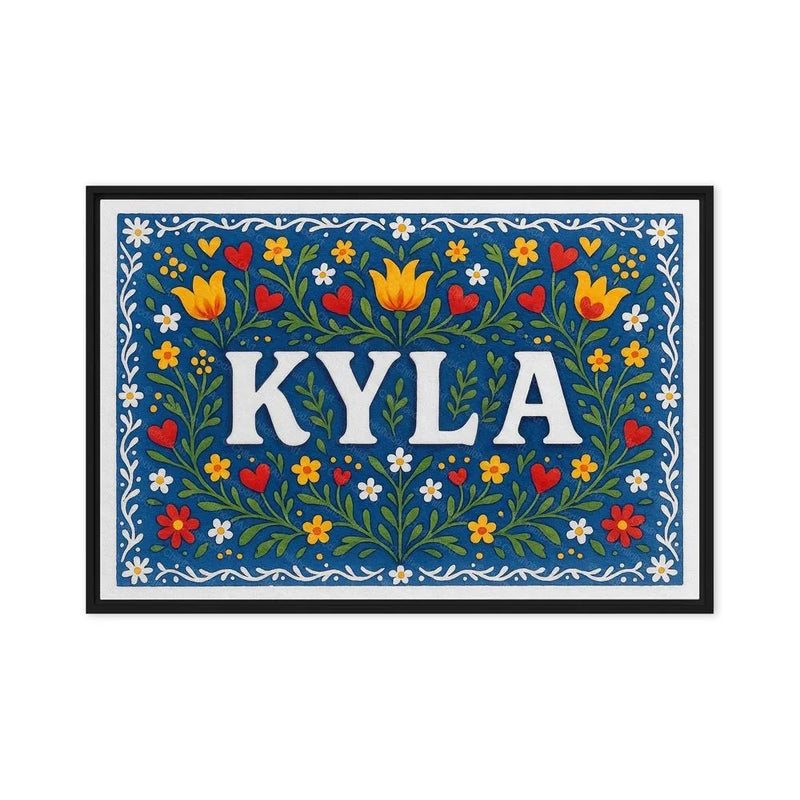 Kyla Name Art - Floral Farmhouse personalized wall print for kids