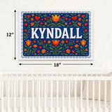 Kyndall Name Art - Floral Farmhouse personalized wall print for kids