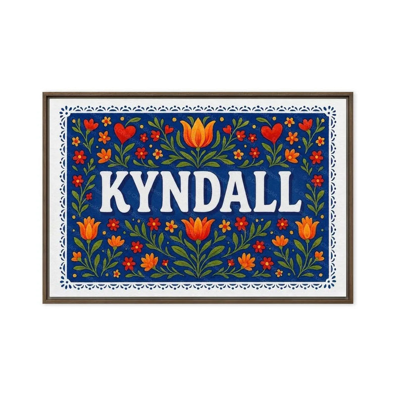 Kyndall Name Art - Floral Farmhouse personalized wall print for kids