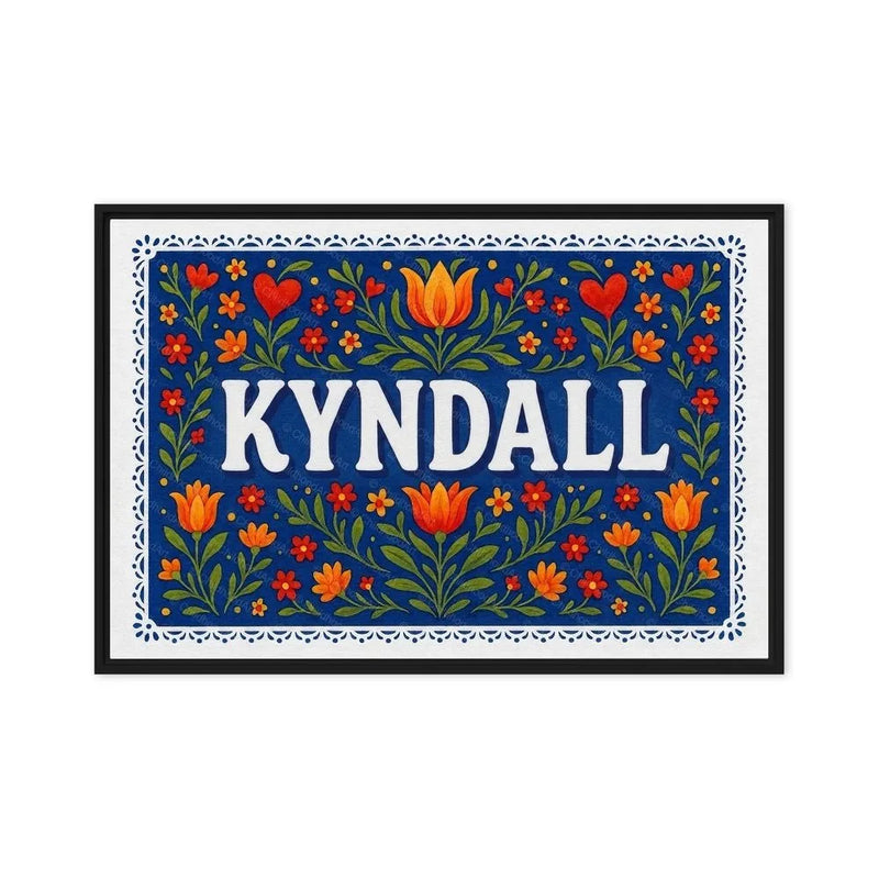 Kyndall Name Art - Floral Farmhouse personalized wall print for kids