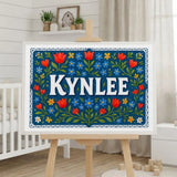 Kynlee Name Art - Floral Farmhouse personalized wall print for kids