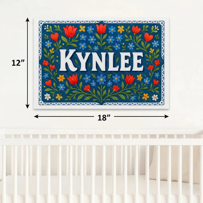 Kynlee Name Art - Floral Farmhouse personalized wall print for kids