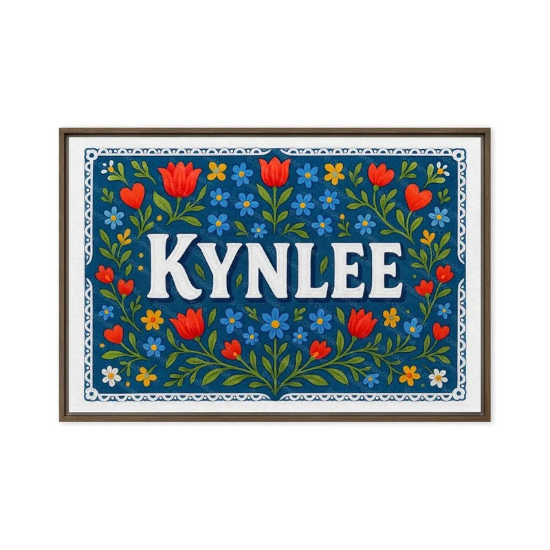 Kynlee Name Art - Floral Farmhouse personalized wall print for kids