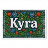 Kyra Name Art - Floral Farmhouse personalized wall print for kids
