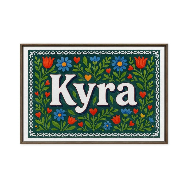 Kyra Name Art - Floral Farmhouse personalized wall print for kids