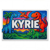 Kyrie Name Art - Dinosaur Adventure personalized wall print for kids